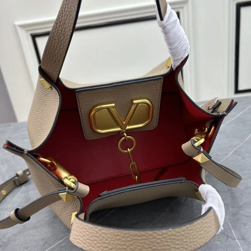 Valentino Taupe Leather Tote Bag 124 31x25x15cm - Image 7