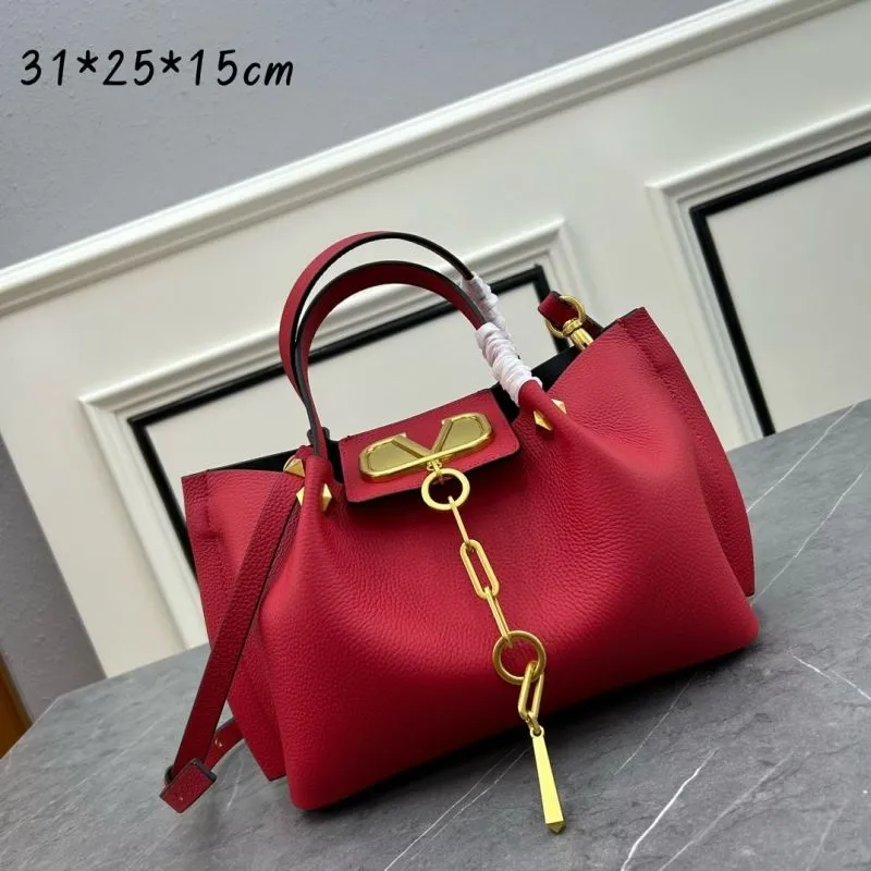 Valentino Red Leather Tote Shoulder Handbag