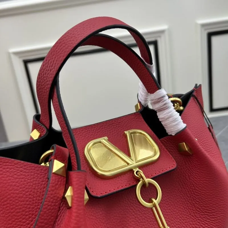 Valentino Red Leather Tote Shoulder Handbag - Image 4
