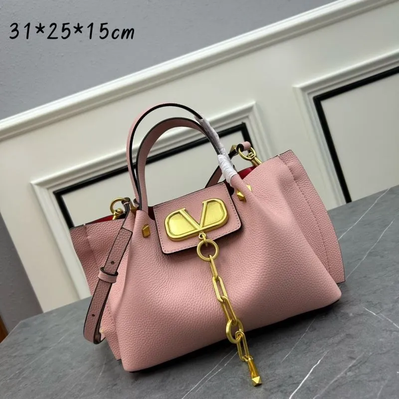 Valentino Pink Leather Shopping Tote Handbag 126