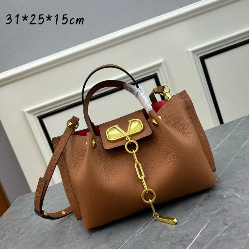 Valentino Brown Leather Tote Handbag