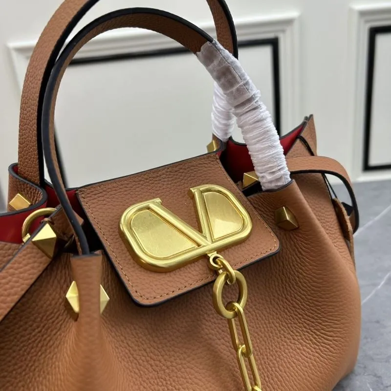 Valentino Brown Leather Tote Handbag - Image 4