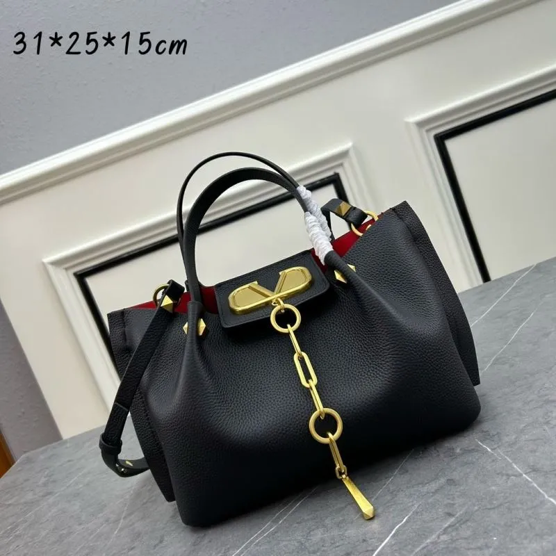 Valentino Black Leather Tote Handbag SKU 128