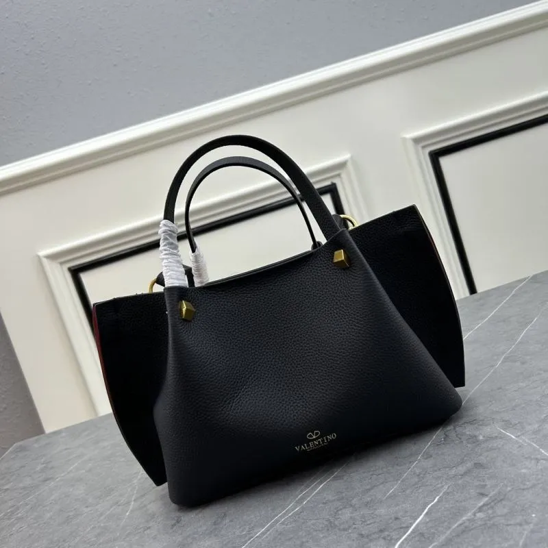 Valentino Black Leather Tote Handbag SKU 128 - Image 3