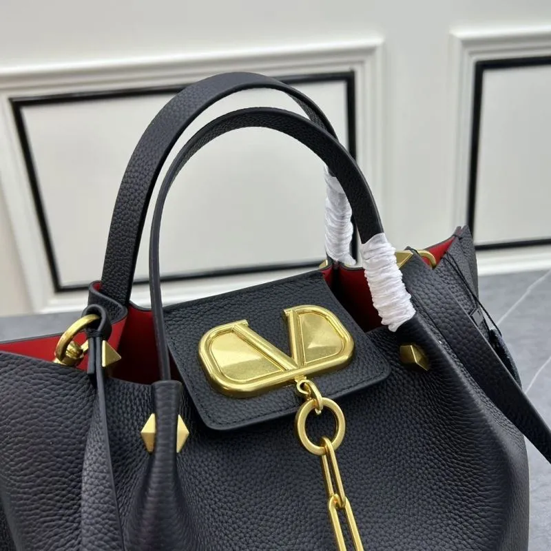 Valentino Black Leather Tote Handbag SKU 128 - Image 4