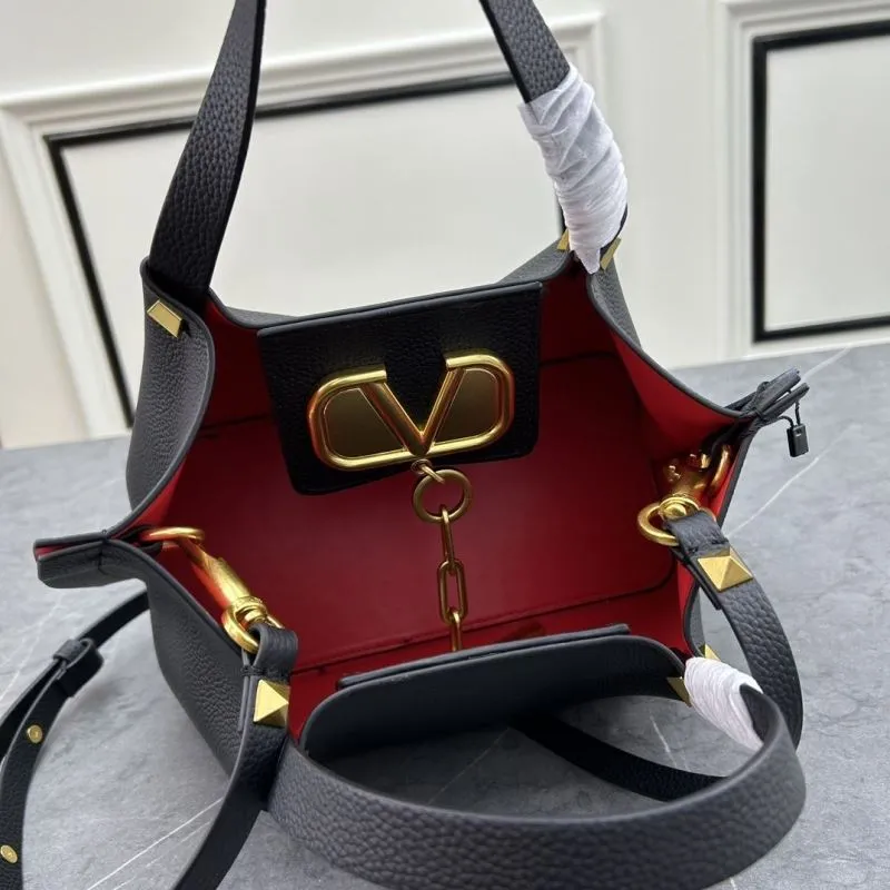 Valentino Black Leather Tote Handbag SKU 128 - Image 6