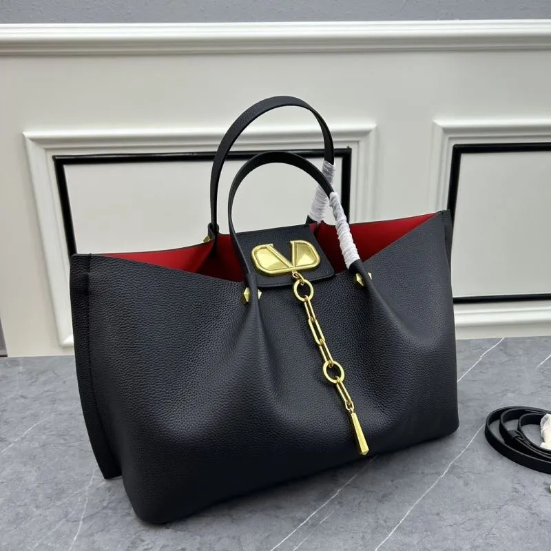 Alternative view of Valentino Black Leather Tote Bag with Red Pouch