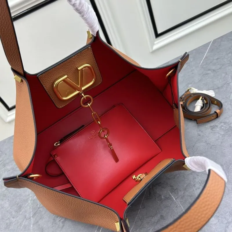 Valentino Brown Leather Tote Bag with Small Pouch - Image 7
