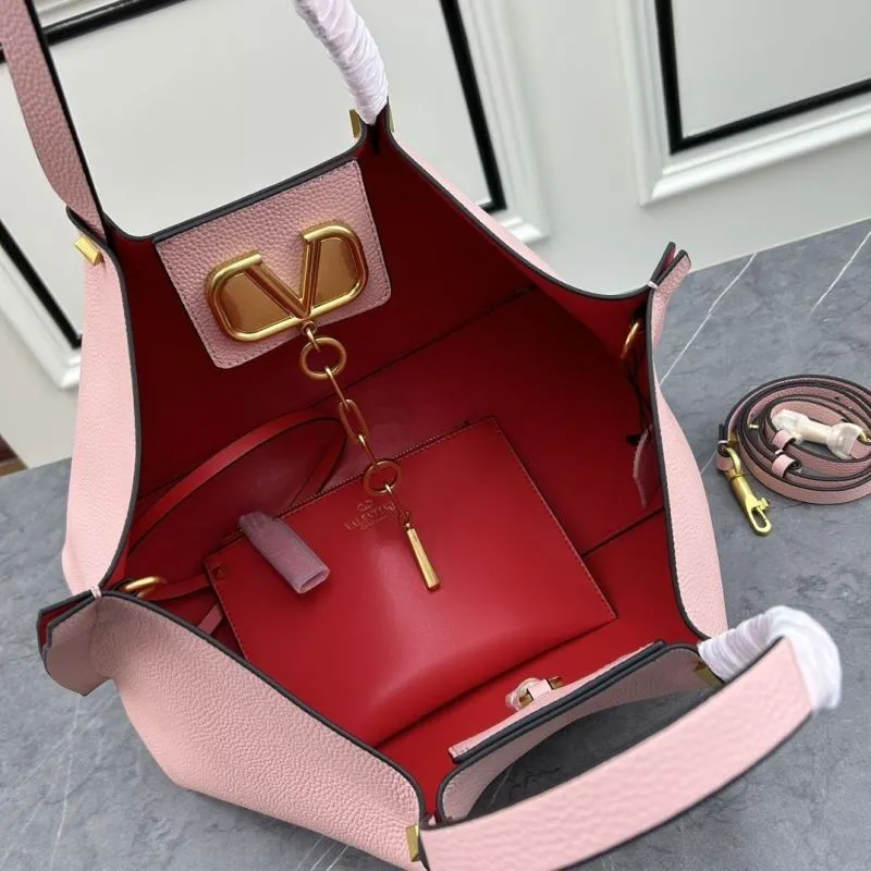 Valentino Pink Leather Tote Bag with Pouch - Image 7