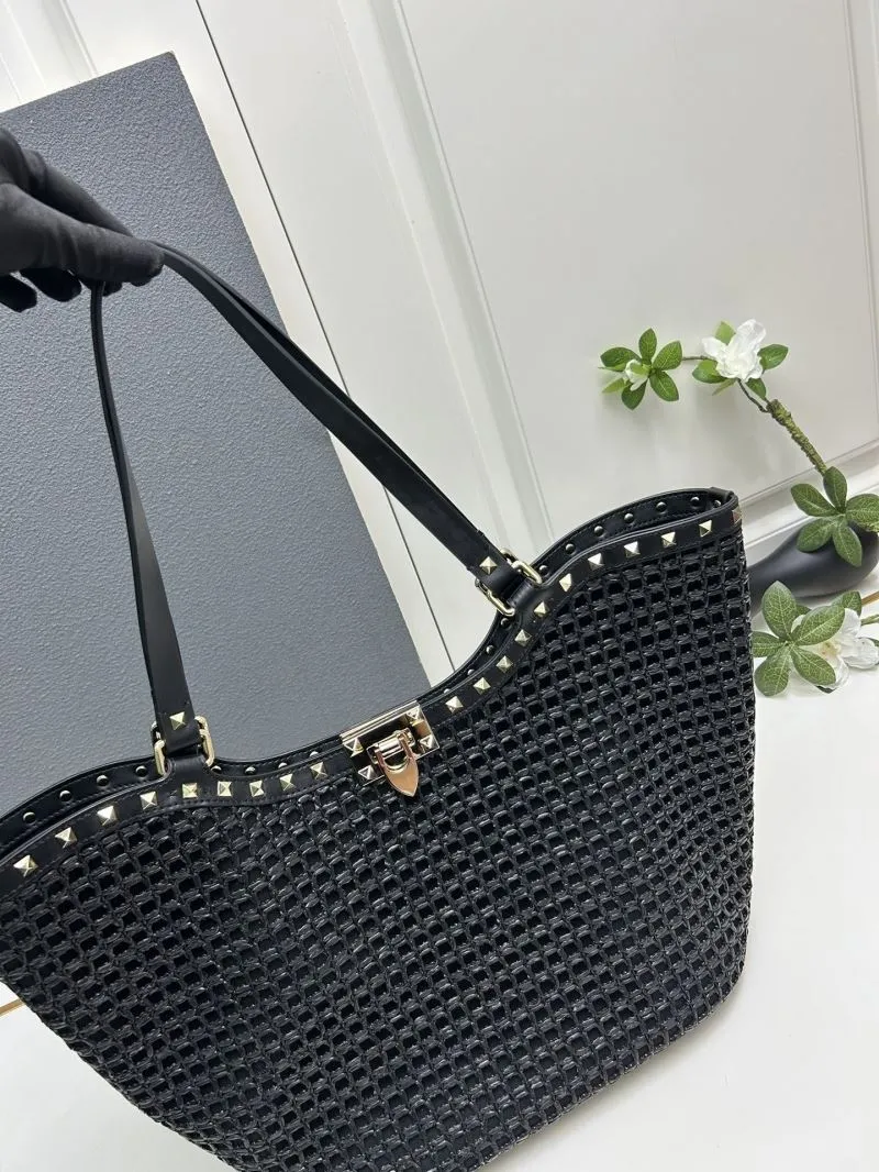 Valentino Black Woven Tote Bag 5033 - Image 4