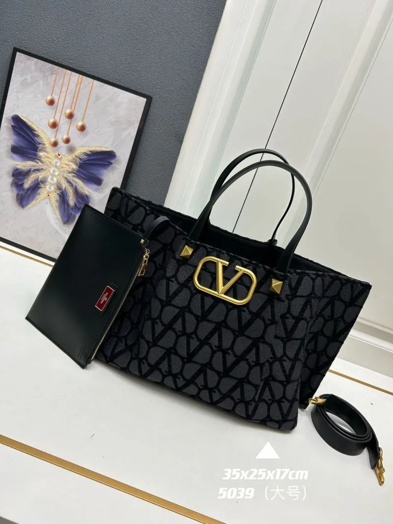 Valentino Large Black Tote Bag with Pouch 5039