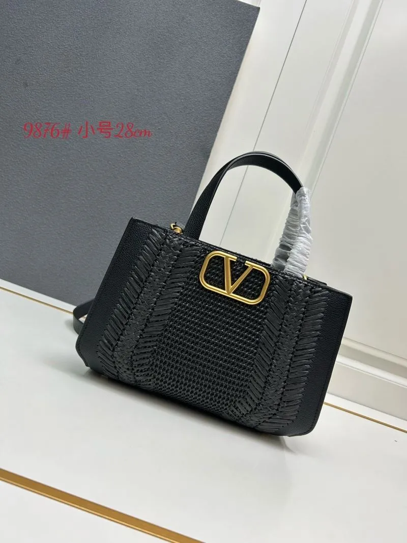 Valentino Black Small Woven Leather Tote Bag 9876