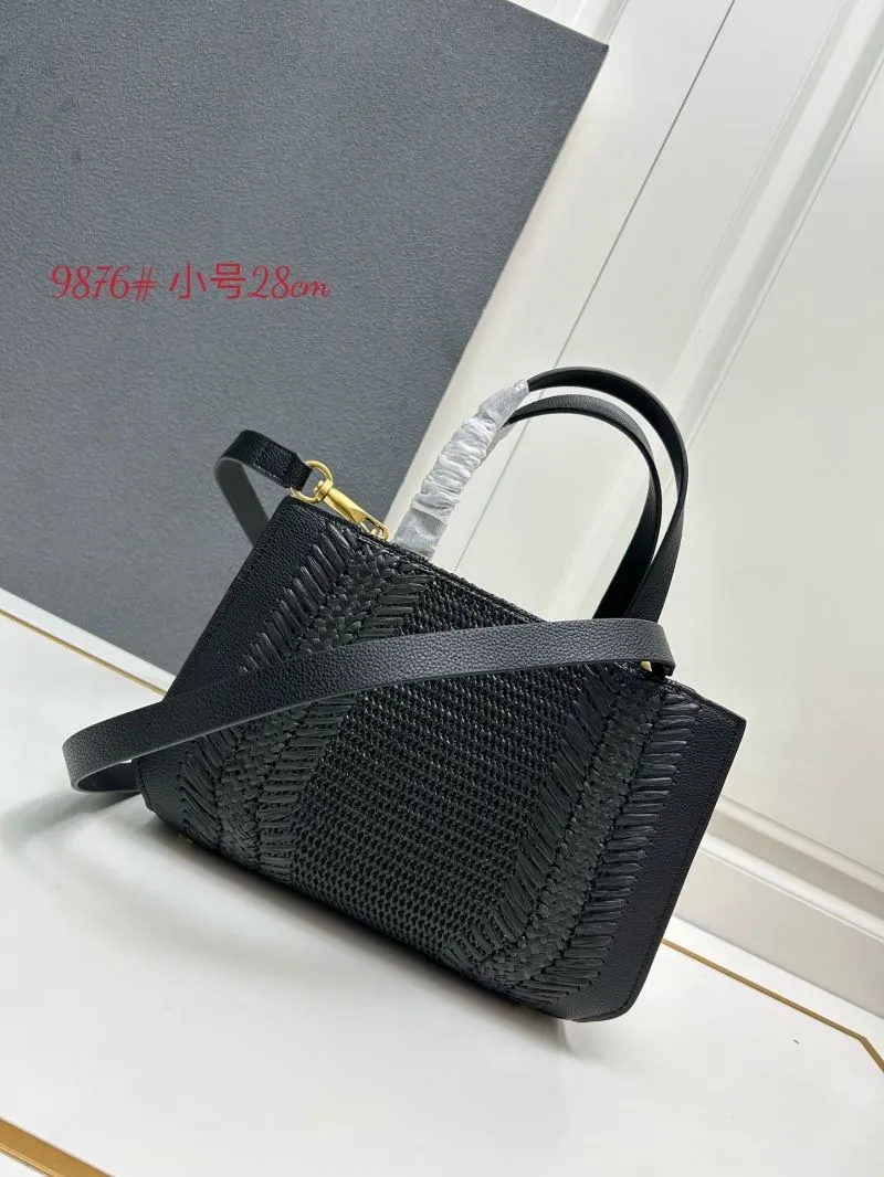 Valentino Black Small Woven Leather Tote Bag 9876 - Image 3