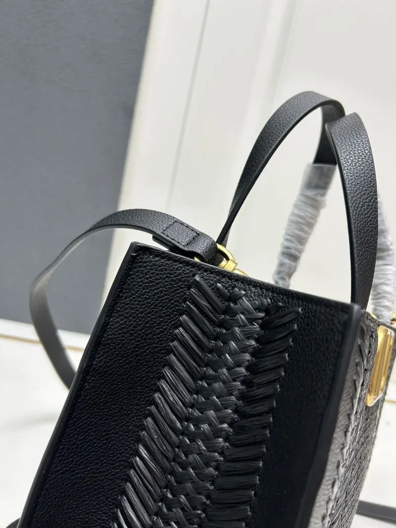 Valentino Black Small Woven Leather Tote Bag 9876 - Image 6