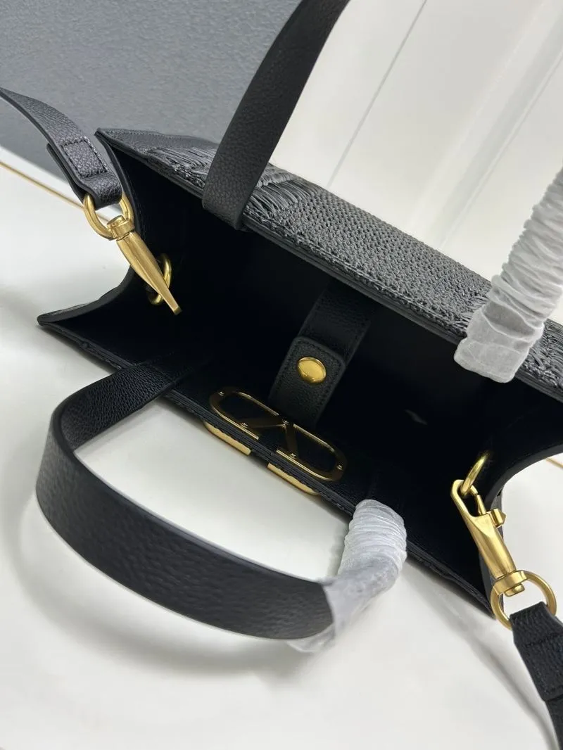 Valentino Black Small Woven Leather Tote Bag 9876 - Image 9