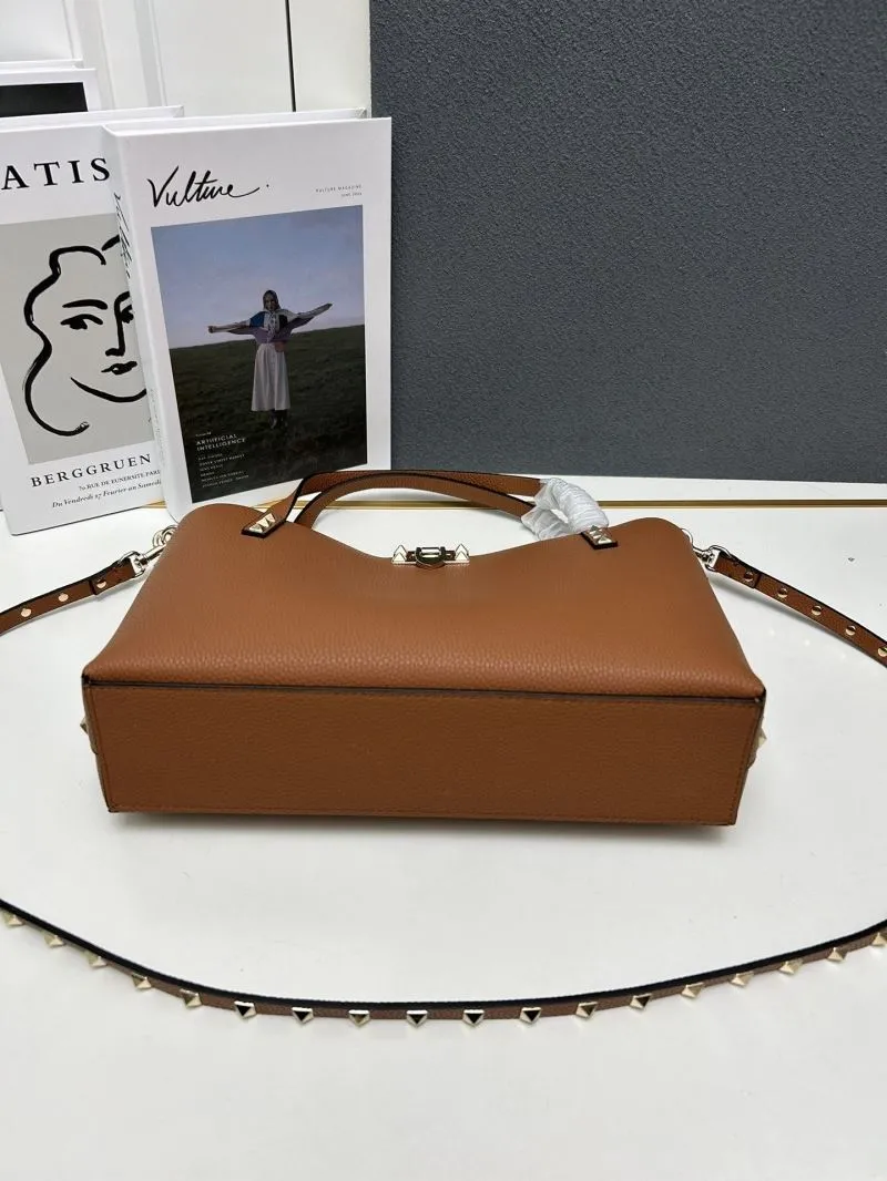 Valentino Brown Leather Tote Bag 5025 - Image 4
