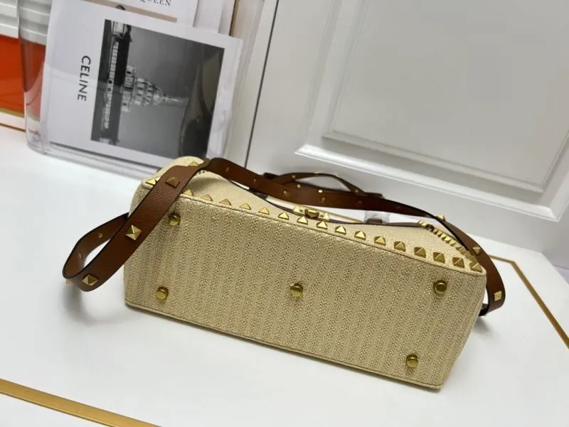 Valentino Beige Brown Studded Tote Bag 5020 - Image 4