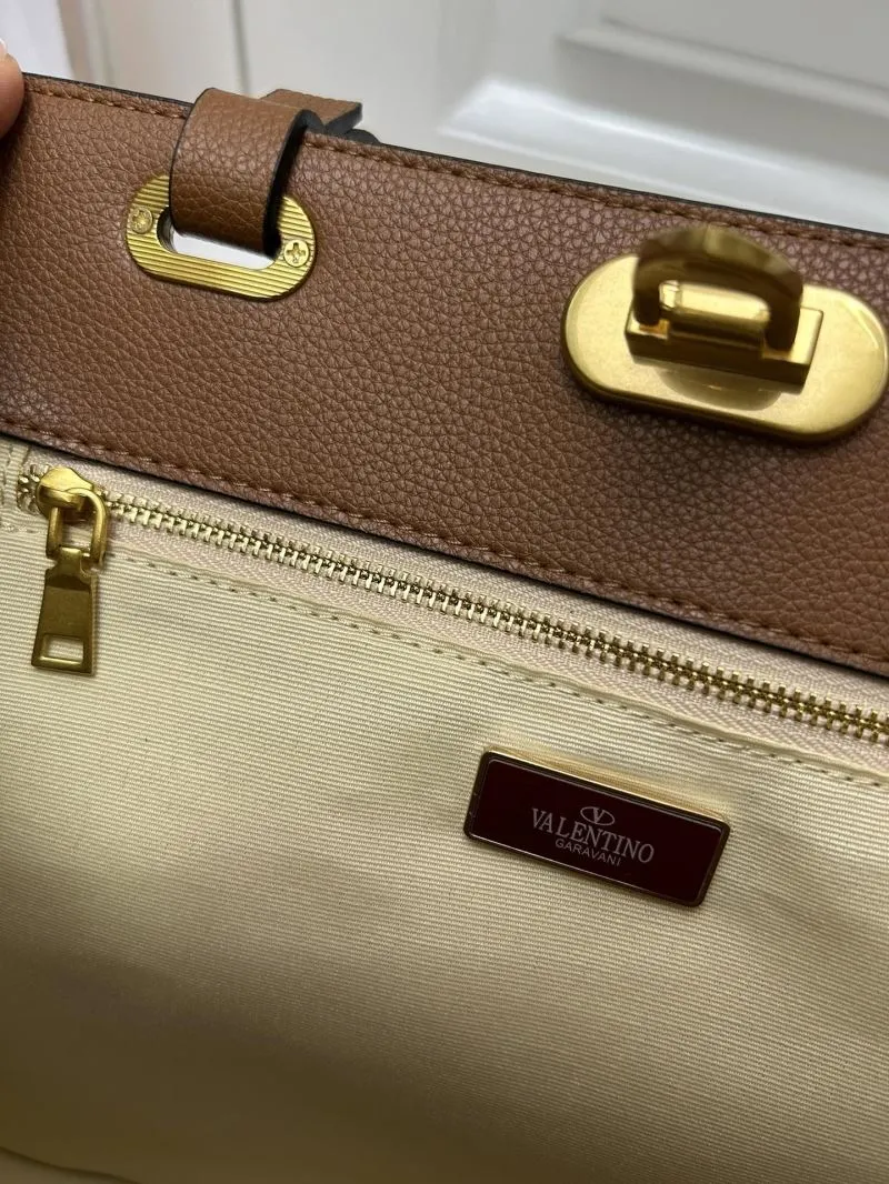 Valentino Beige Brown Studded Tote Bag 5020 - Image 8