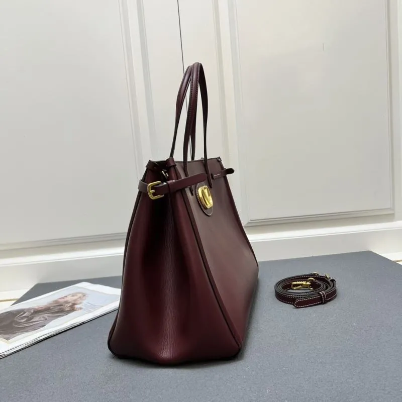 Valentino Burgundy Leather Tote Bag 5047 - Image 5