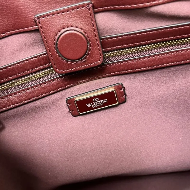 Valentino Burgundy Leather Tote Bag 5047 - Image 9
