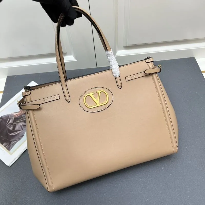 Valentino Beige Leather Tote Bag 5047 - Image 3