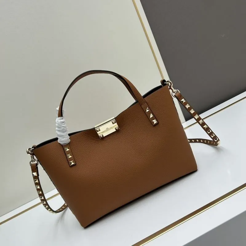 Valentino Brown Leather Tote Handbag with Small Pouch 20243 - Image 3