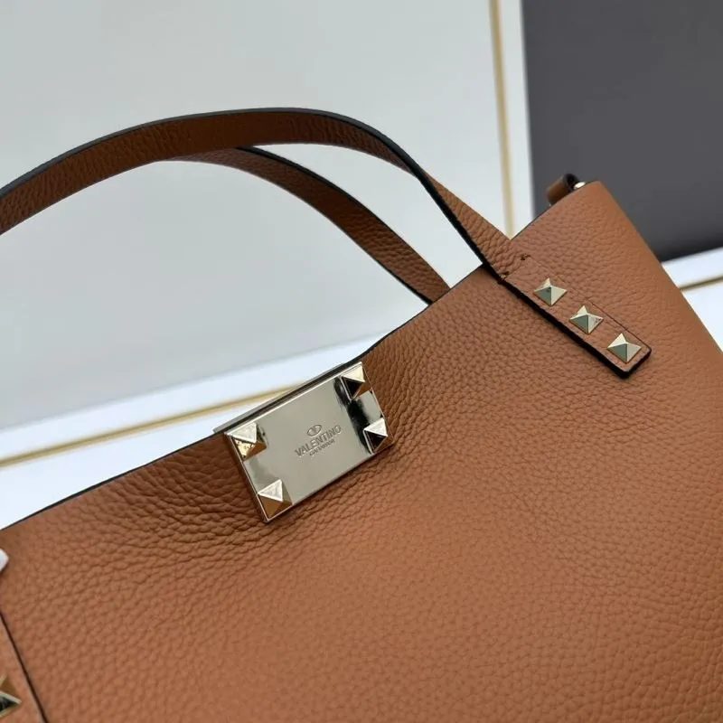 Valentino Brown Leather Tote Handbag with Small Pouch 20243 - Image 6