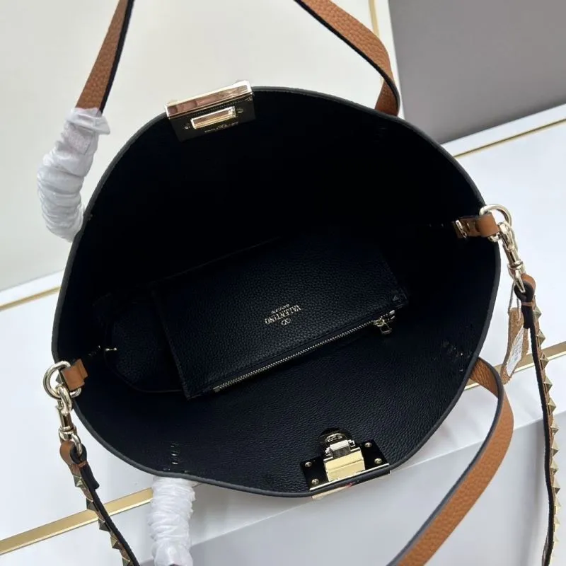 Valentino Brown Leather Tote Handbag with Small Pouch 20243 - Image 7