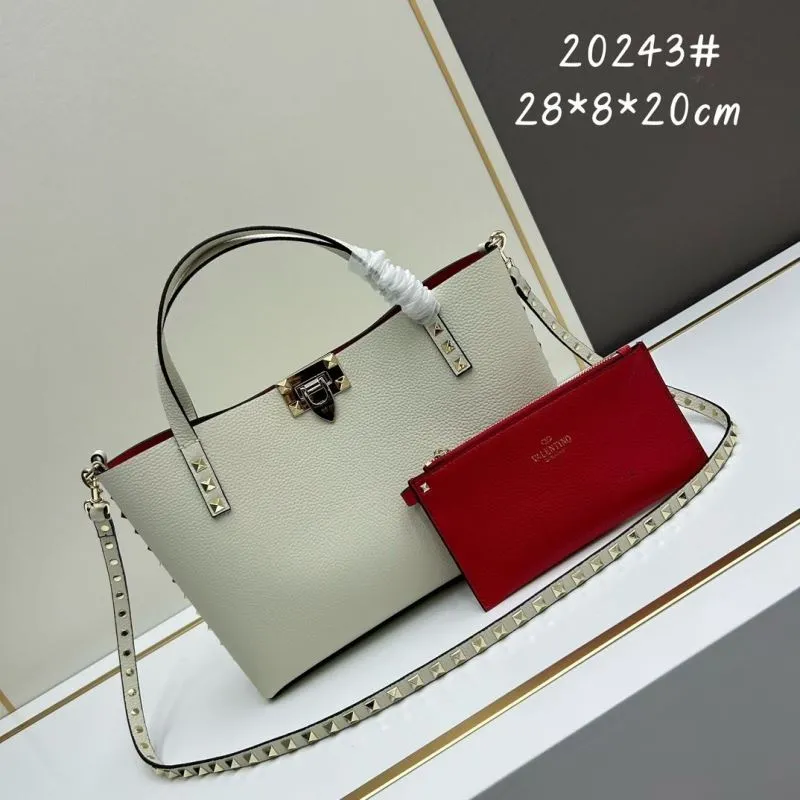 Valentino 20243 Light Beige Tote Bag with Pouch