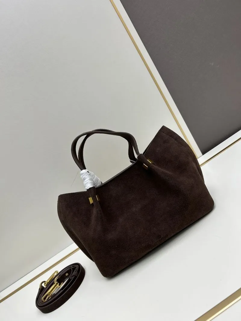 Alternative view of Valentino Dark Brown Suede Tote Bag with Gold Chain