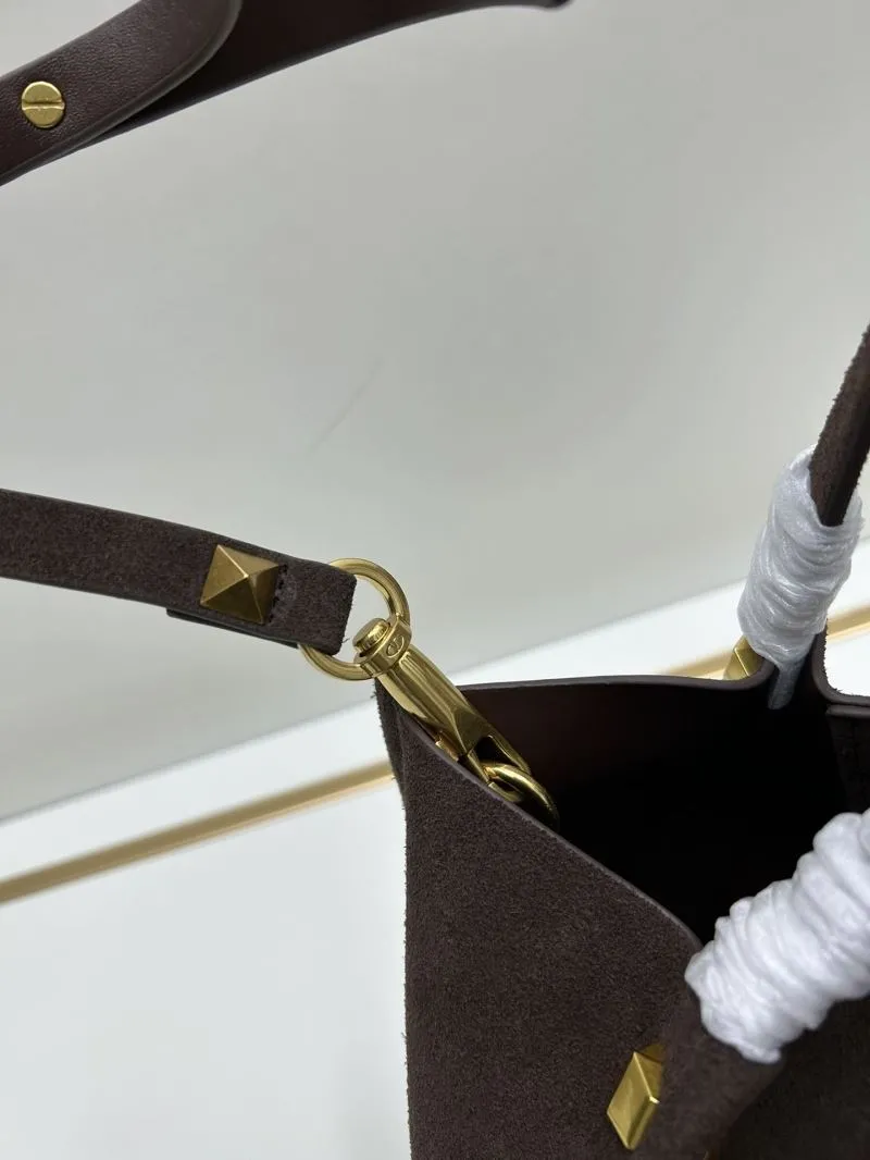Valentino Dark Brown Suede Tote Bag with Gold Chain - Image 8
