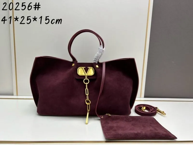 Valentino Burgundy Suede Tote Bag 20256