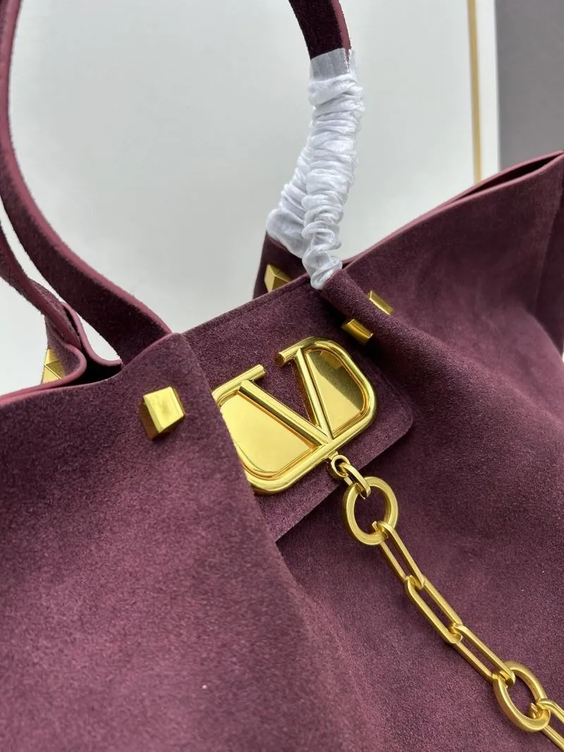 Valentino Burgundy Suede Tote Bag 20256 - Image 3