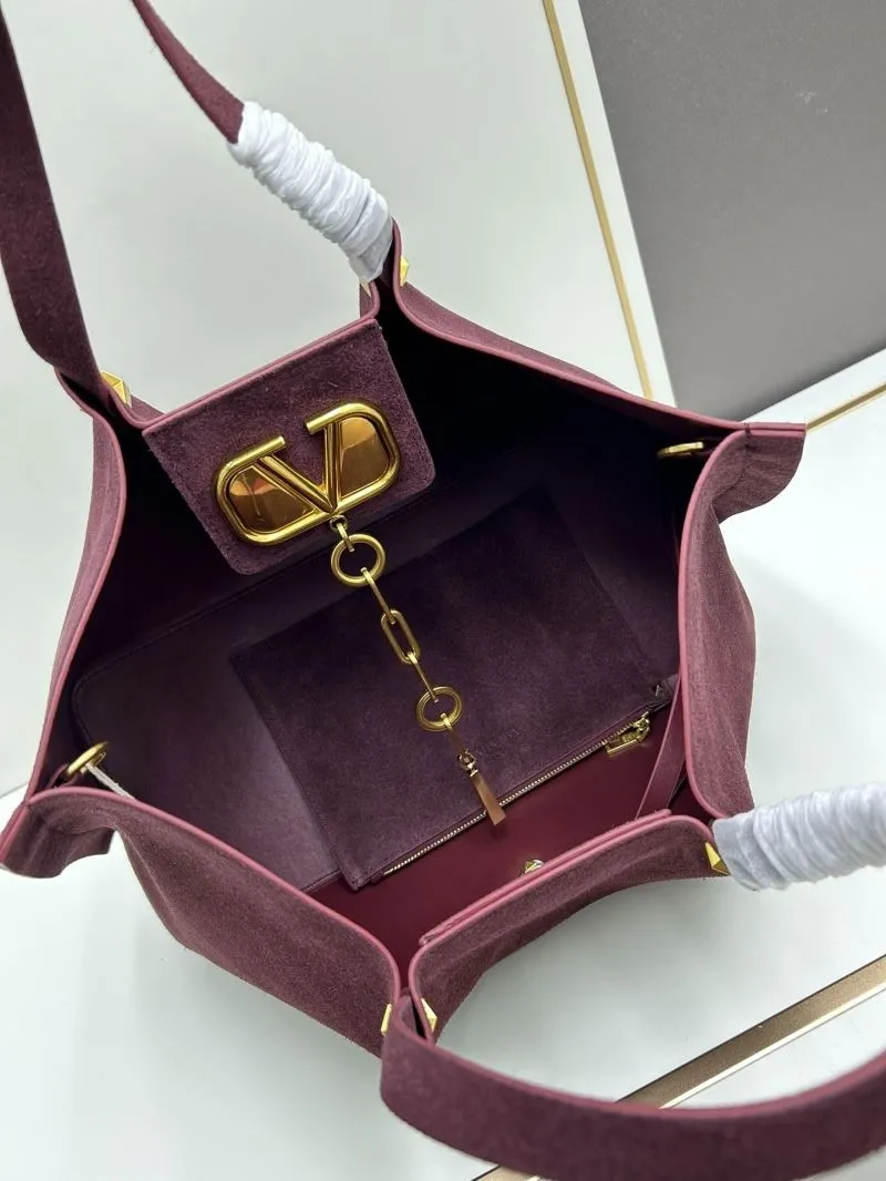 Valentino Burgundy Suede Tote Bag 20256 - Image 7