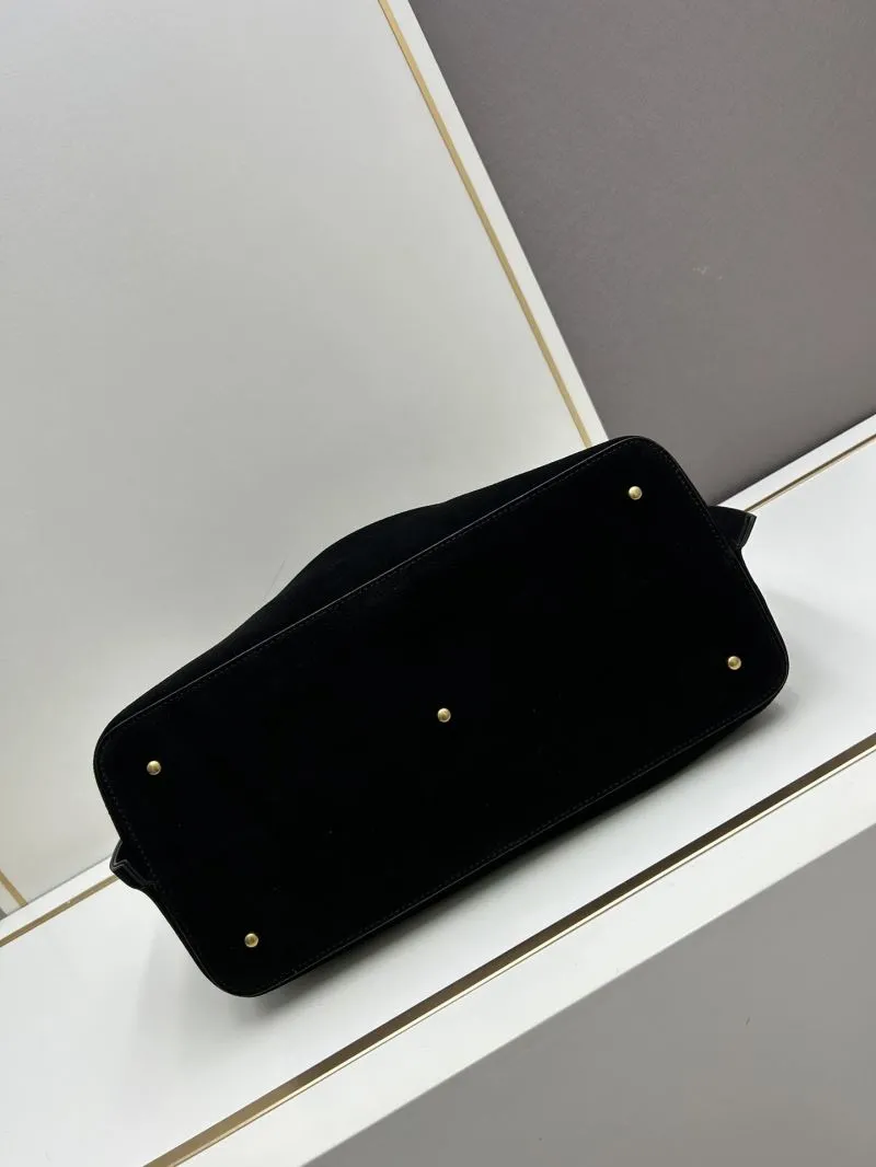 Valentino Black Suede Tote Bag with Pouch 20256 - Image 4