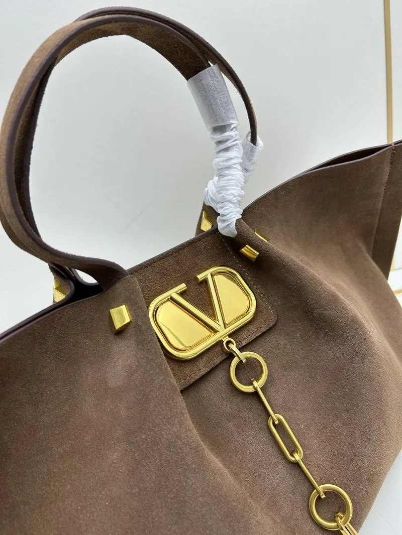 Valentino Brown Suede Tote Bag 20256 - Image 3