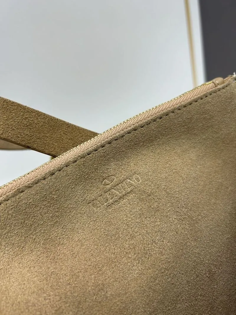 Valentino Tan Suede Tote Bag with Pouch and Strap - Image 8