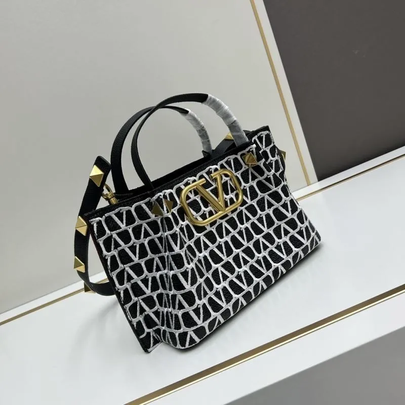 Alternative view of Valentino Black White Monogram Tote Handbag 20246