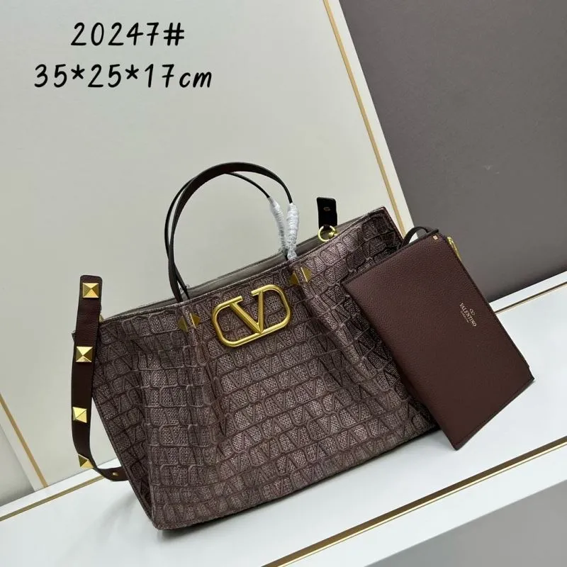 Valentino Brown Crocodile Tote Bag with Pouch 20247