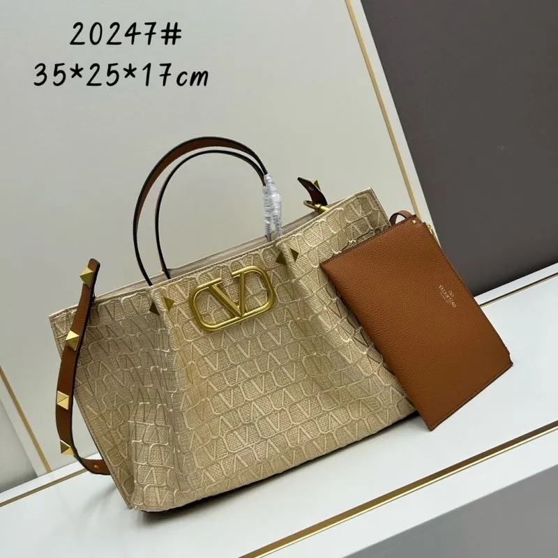 Valentino 20247 Beige Tote Bag with Small Pouch