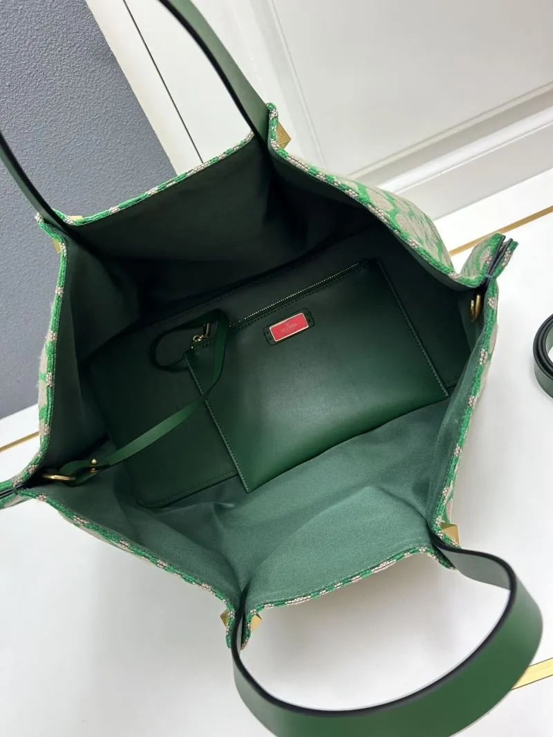 Valentino Large Green Tote Bag with Pouch - Image 8