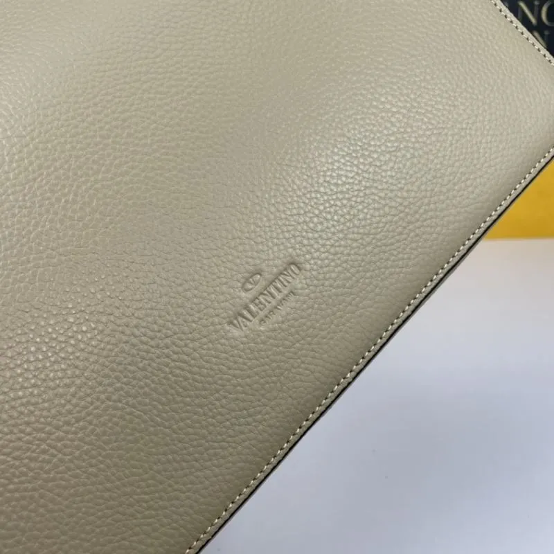 Valentino Taupe Studded Leather Tote Bag - Image 5