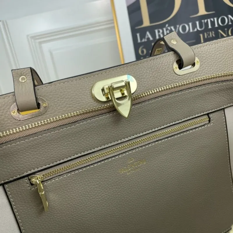 Valentino Taupe Studded Leather Tote Bag - Image 7