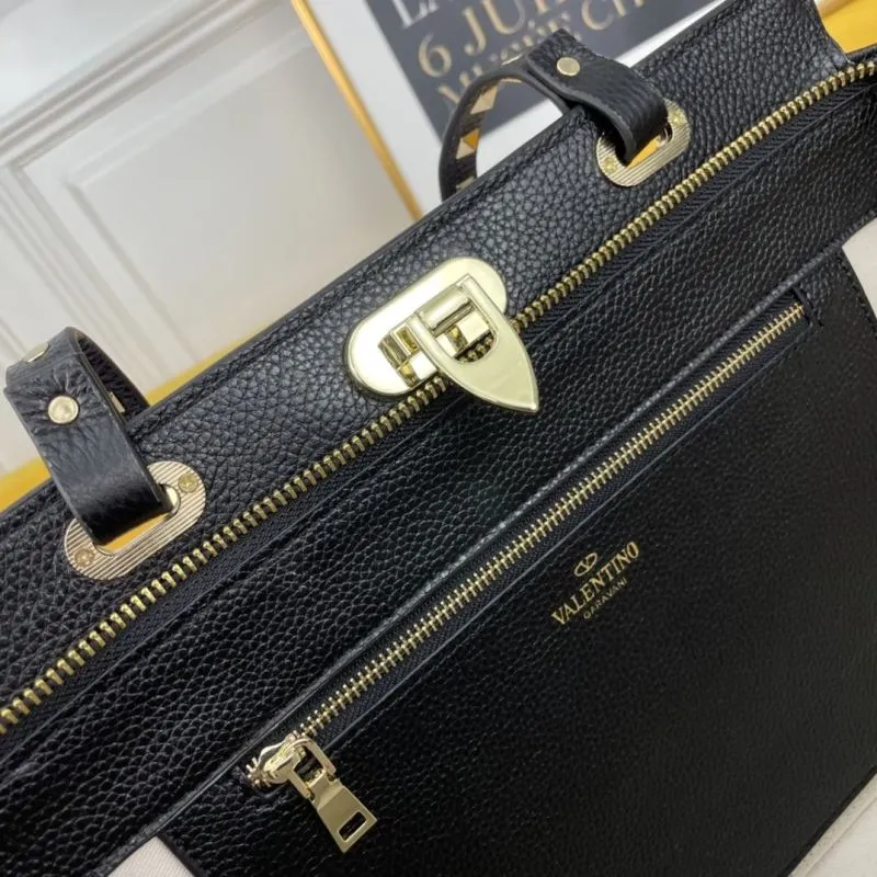 Valentino Black Studded Leather Tote Bag 201 - Image 7