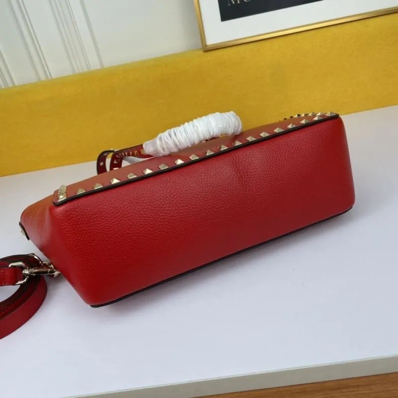 Valentino Red Leather Studded Tote Bag - Image 3