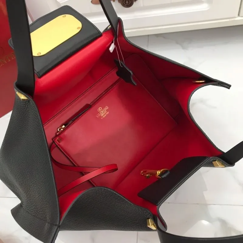Valentino Black Leather Tote Bag with Pouch 206 - Image 7