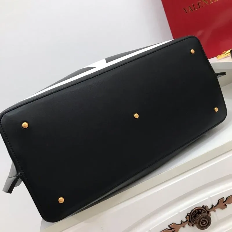 Valentino 207 Black Leather Tote Bag with Red Pouch - Image 6