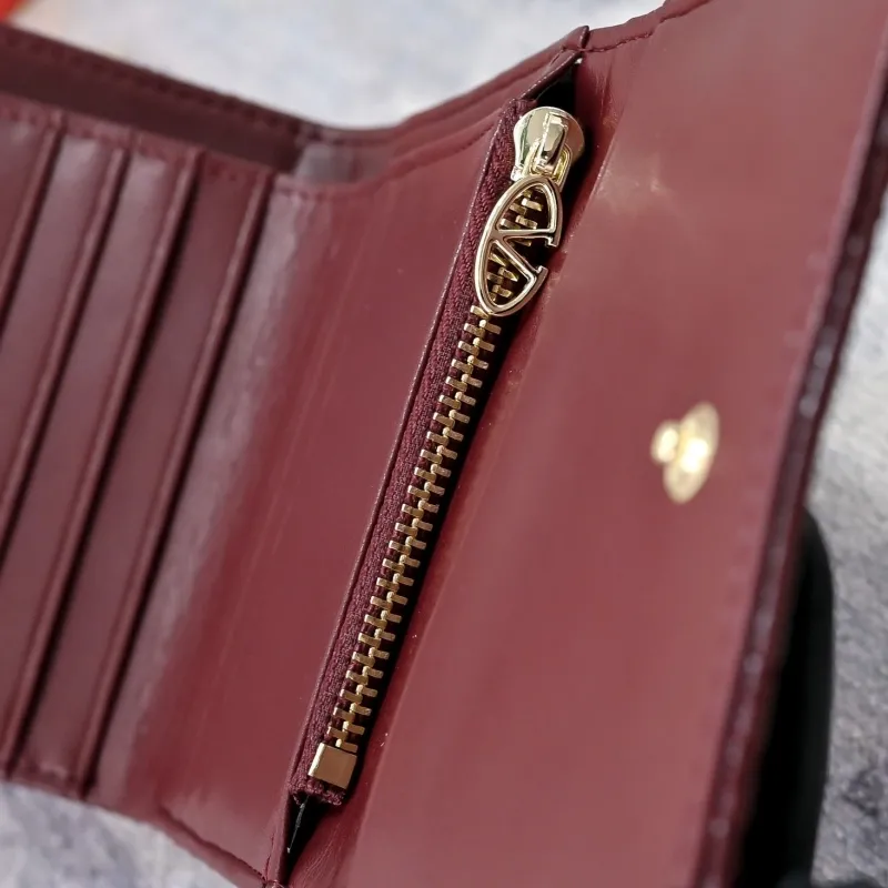 Valentino Garavani Burgundy Quilted Leather Wallet - Image 7