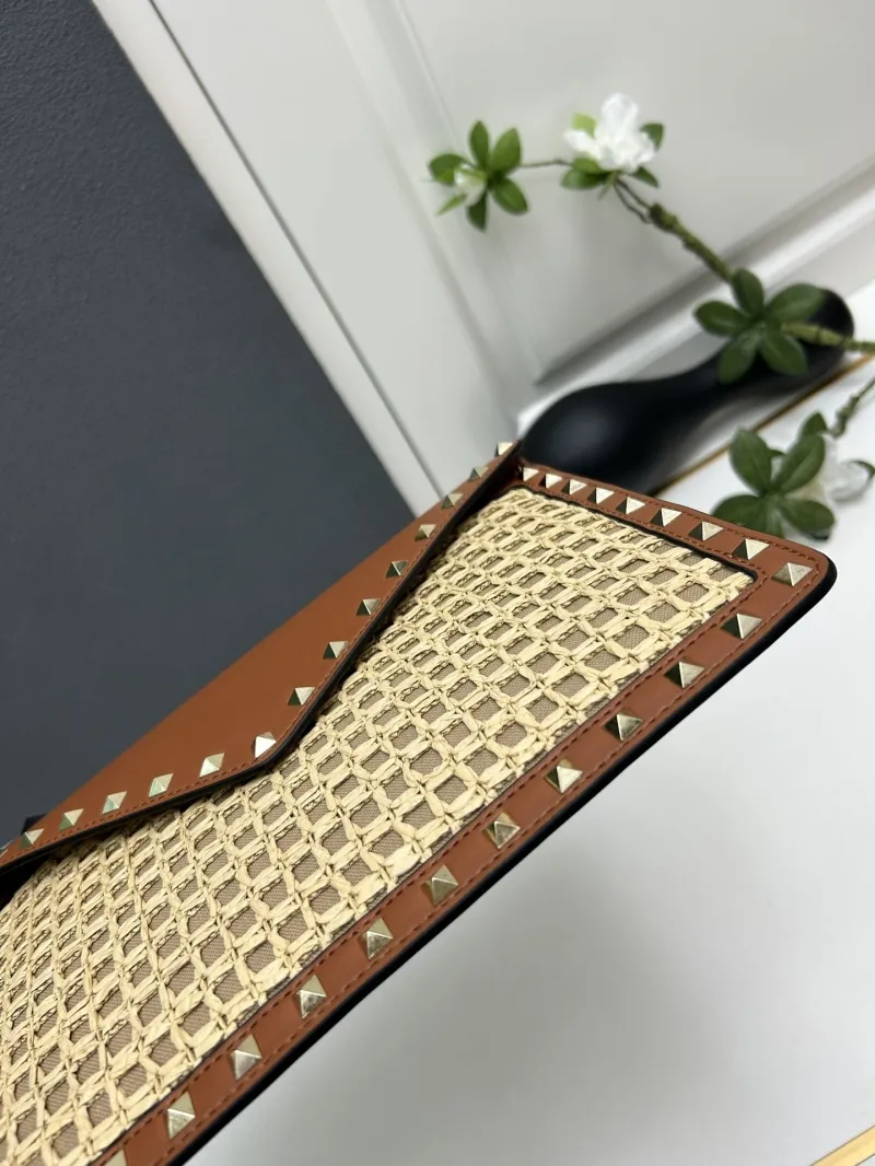 Valentino 5030 Studded Raffia Clutch Bag - Image 6