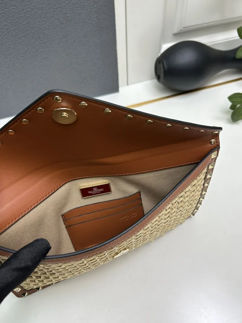 Valentino 5030 Studded Raffia Clutch Bag - Image 7